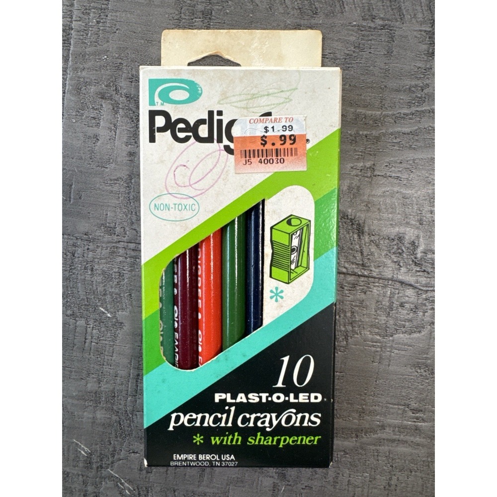 Vintage Pedigree Pencils Crayons Plast-o-led 1974 & Sharpener‎ Unused Mini